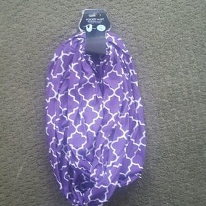 Purple infinity scarf with hidden pocket