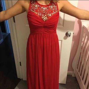 Red floor length dress
