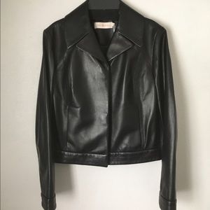Tory Burch Ryder Lamb Leather Jacket in Black