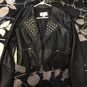 Cropped Black Leather Jacket