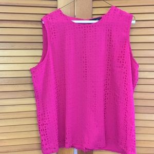 Bright Pink Geometric Cutouts Blouse