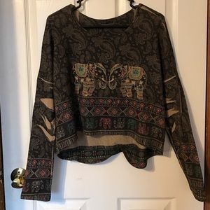 Elephant tribal print cropped sweater!