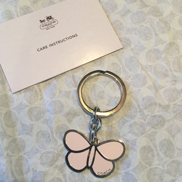 Brand Nu authentic coach pink butterfly keychain