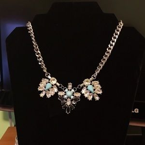 Silver chain statement necklace