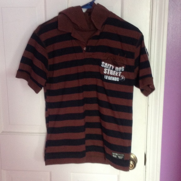Size M mens's polo with hood . Like new