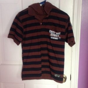 Size M mens's polo with hood . Like new