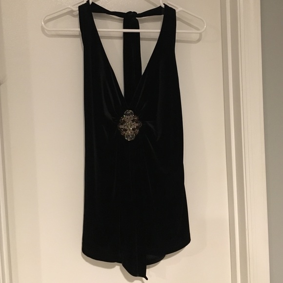 Cache Tops - CACHE velvety beaded halter top