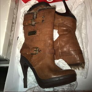 Guess leather high-heeled boot