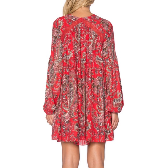 Free People Floral Lace-Up Dress in Red - Picture 3 of 3