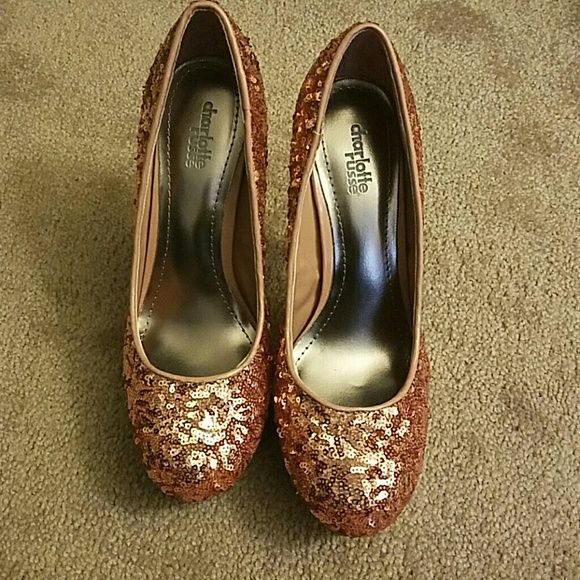 Rose gold sequin heels