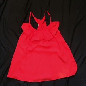 Red Chiffon Ruffled Shirt