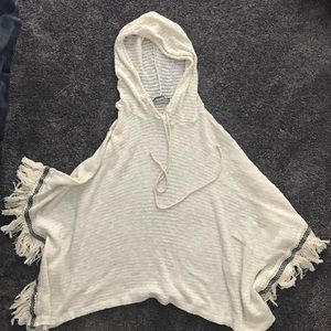 Sheer poncho with hood