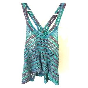 Free People Crochet Tank in Blue