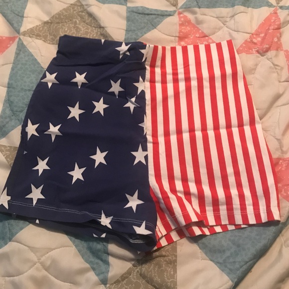 American Flag high waisted shorts