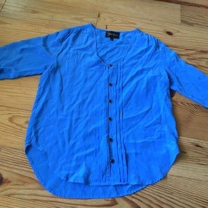 Blue button up top