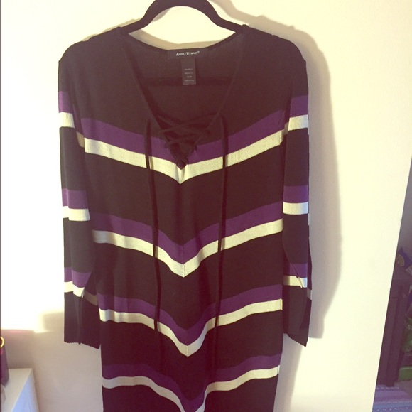 Ashley Stewart Dresses & Skirts - 🎀HOST PICK! 👗❤ Striped Dress with Lace-Up Bust