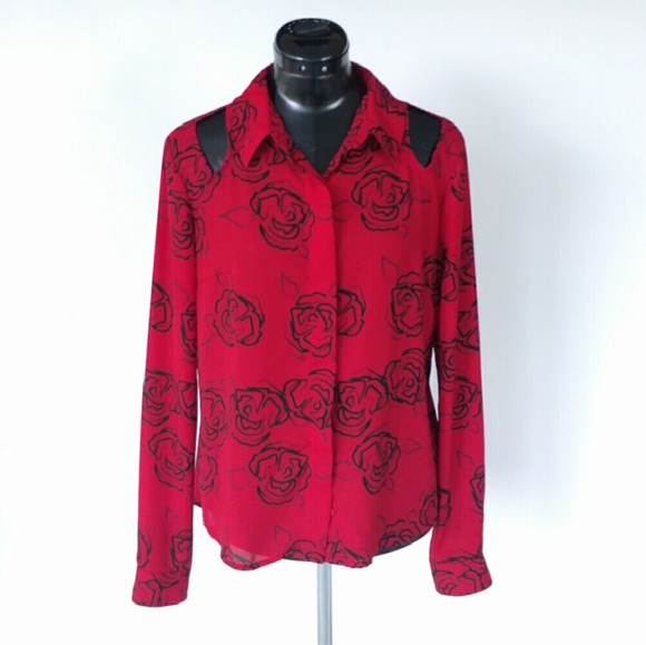L'Amour By Nanette Lepore Tops - L'amour by Nanette Lepore Floral cut Out Blouse