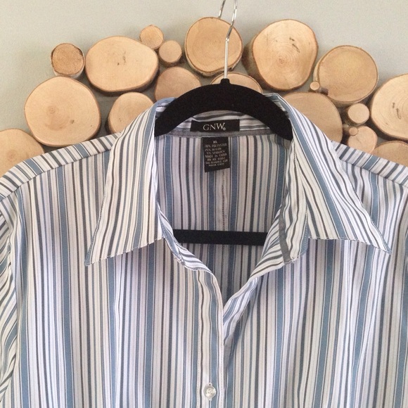 No Iron Blue Pinstripe Top - Picture 1 of 4