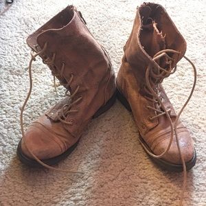 Brown combat boots