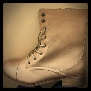 Cream combat boots