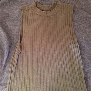 Faux Neck Ribbed Sleeveless Shirt