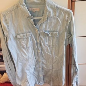 LOFT light Chambray Button Down size XS