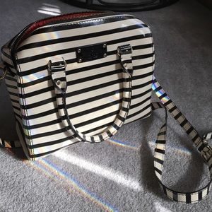 Kate Spade black and white stripe bag