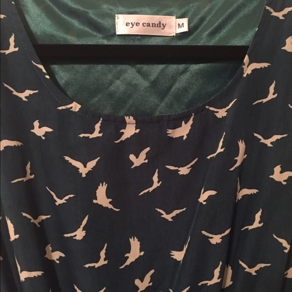 Dark Green Bird Dress - Picture 2 of 3
