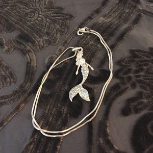 Silver mermaid necklace w/ gems
