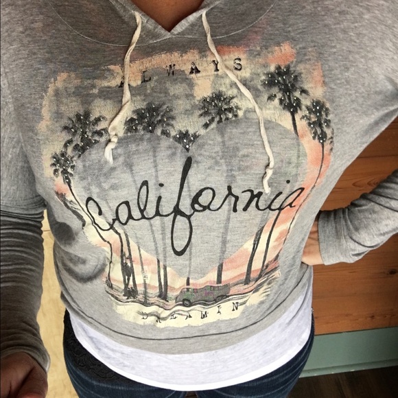 California Long Sleeve Hooded Gray Pullover
