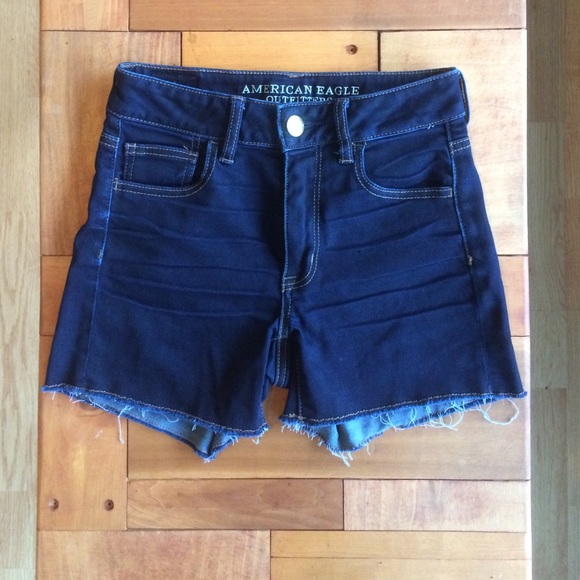 AEO Dark Hi Rise Shortie Jean Shorts Size 2