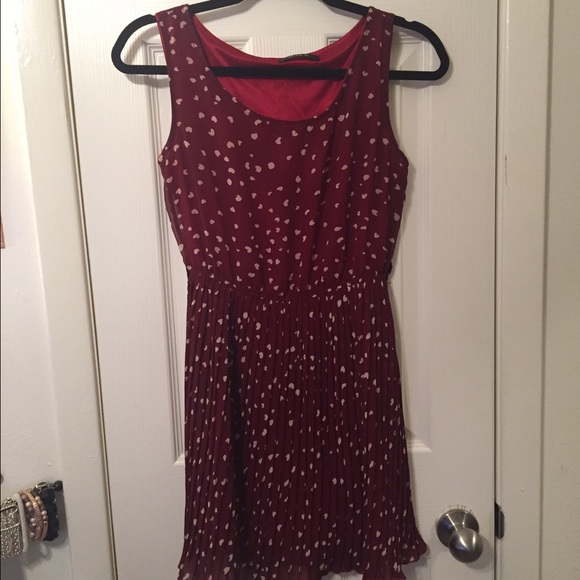 Maroon Heart Patterned Dress