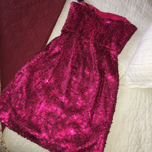 NWT pink strapless sequin mini dress