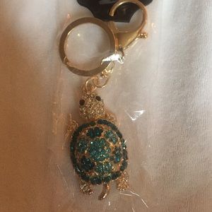 Diamond Turtle Keychain - Turquoise & Gold