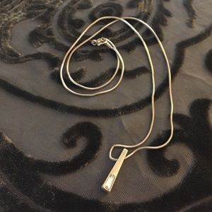 SOLD Silver Pyramid necklace with gem