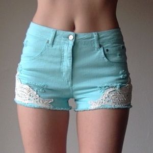 ONE DAY SALE}  NWOT High waisted mint jean shorts