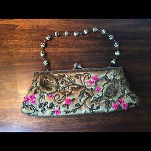 Beaded clutch.