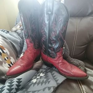 Justin red lizard cowgirl boots