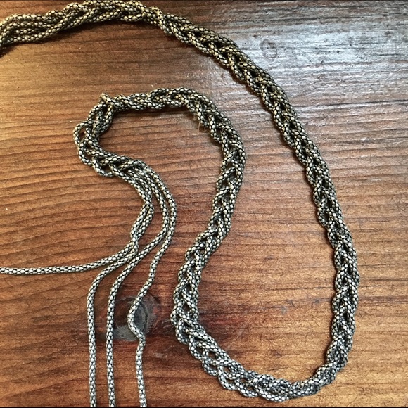 Long tiered braided necklace
