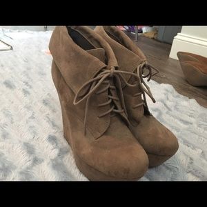 Sexy Taupe Wedge Bootie