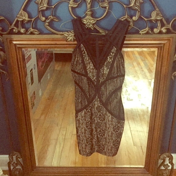 Black lace fitted dress
