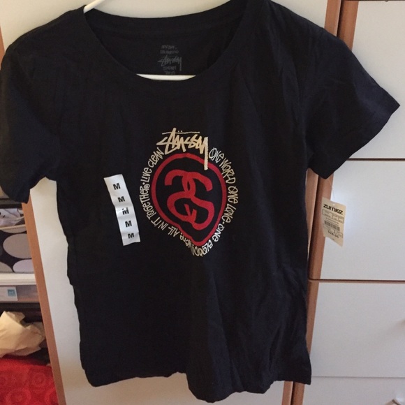 Stussy Black & Red Graphic Tee size M