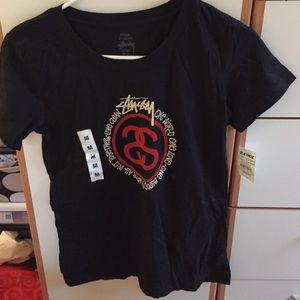 Stussy Black & Red Graphic Tee size M