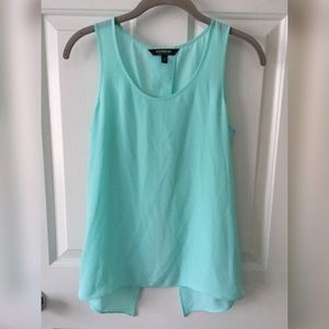 NWOT Split Back Sheer Tank Cyan Blue