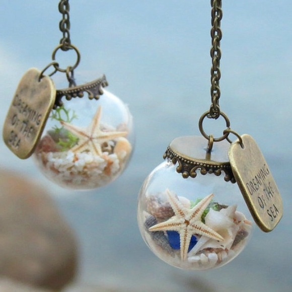 Mini beach globe "dream of the sea" necklace NEW - Picture 3 of 6