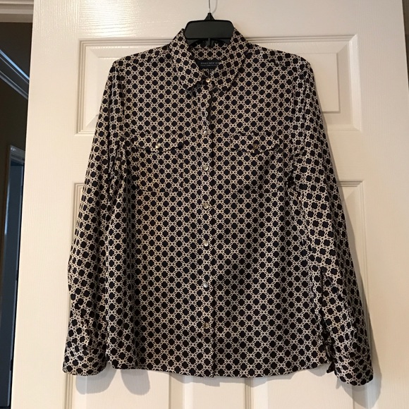 Jones NY Classic Print Silky Blouse