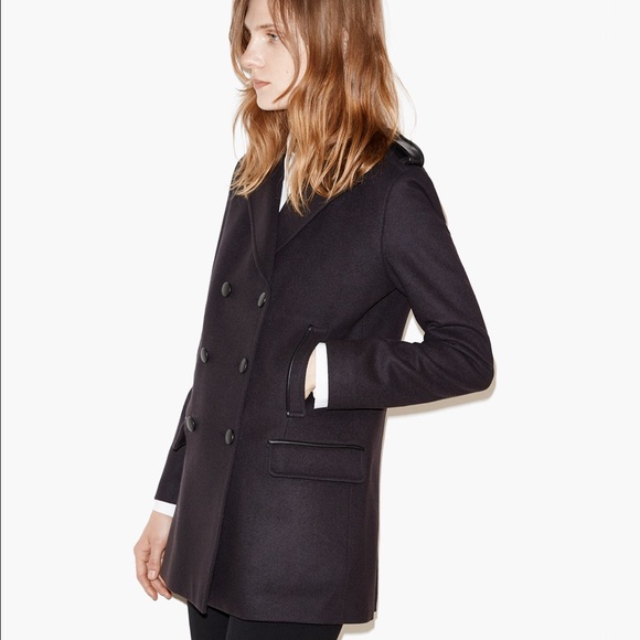 NWT Black Wool/Cashmere/Lambskin Coat