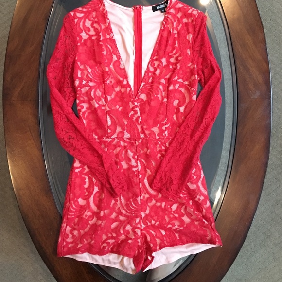 Red Lace Missguided Romper