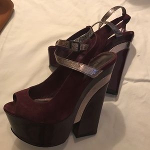Bebe strappy suede platforms