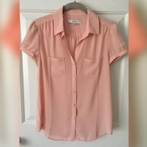 Drapy Short Sleeve Peach Blouse